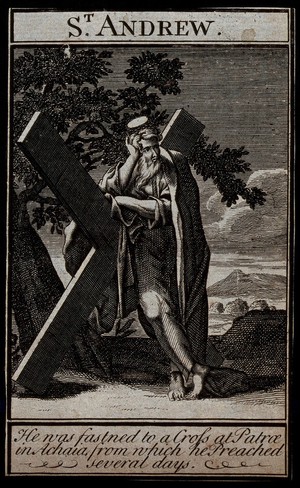 view Saint Andrew. Engraving.