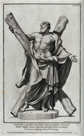 Saint Andrew. Line engraving by R. van Audenaerd after F. Duquesnoy.