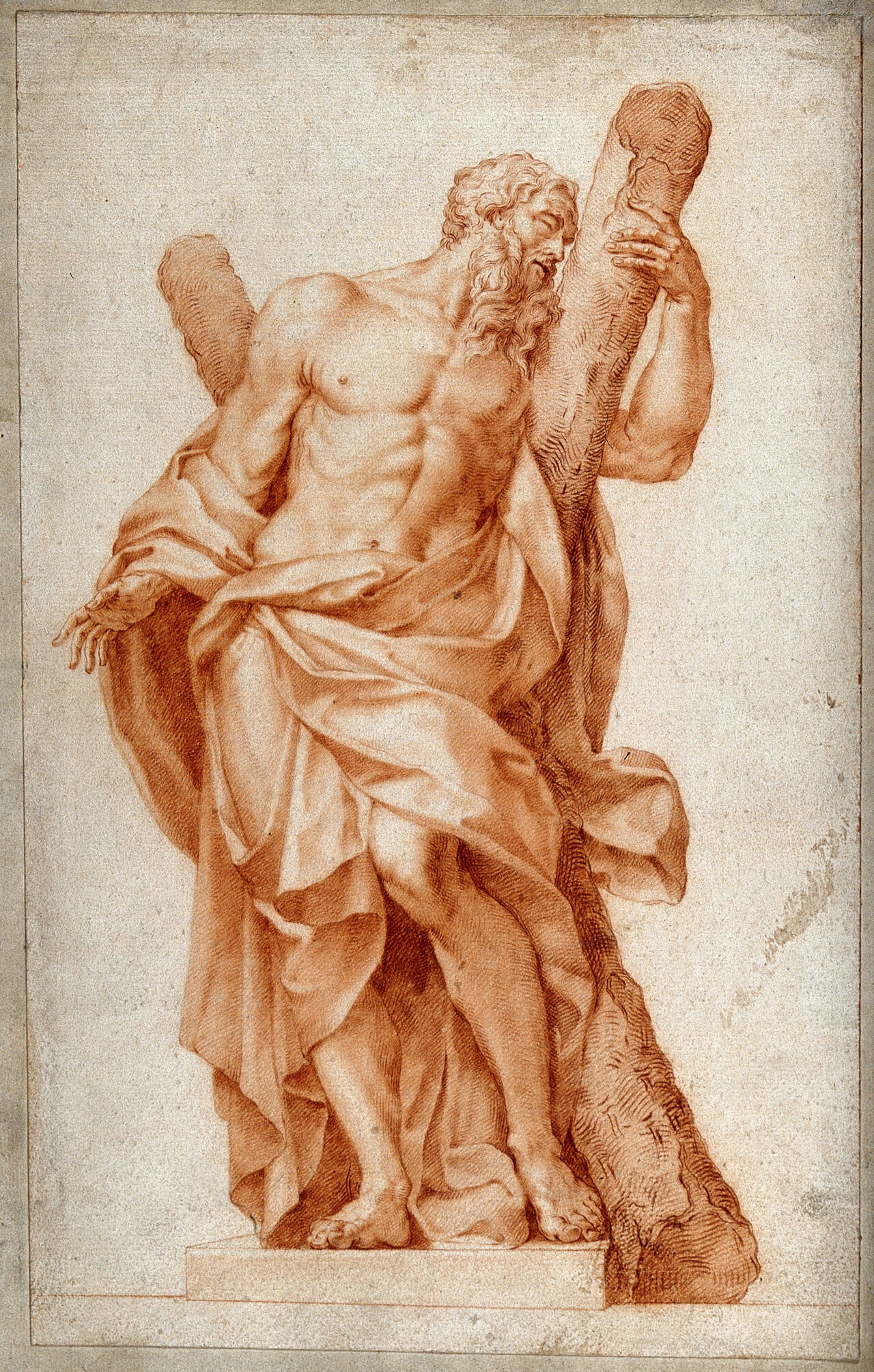 Saint Andrew. Chalk drawing after C. Rusconi., by Camillo Rusconi