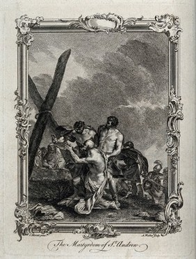 Martyrdom of Saint Andrew. Engraving by A. Walker after C. Maratta.