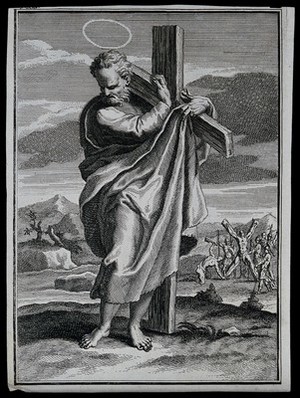 view Saint Andrew. Engraving.