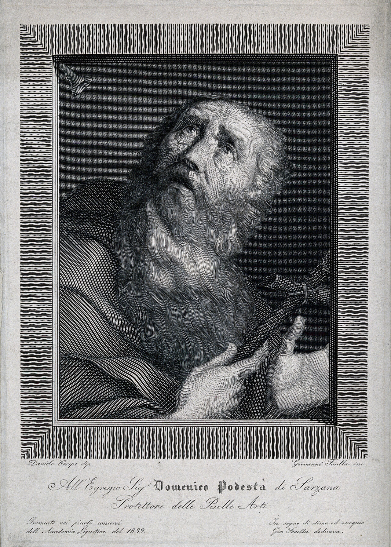 Saint Antony Abbot. Engraving by G. Fosella, 1839, after D. Crespi., by Daniele Crespi