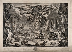 view Temptation of Saint Antony Abbot. Engraving.