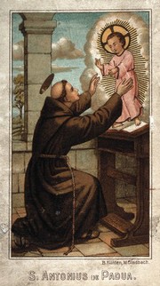 Saint Antony of Padua. Colour lithograph.