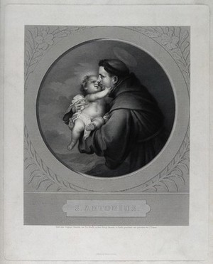 view Saint Antony of Padua. Line engraving by J. Caspar after B.E. Murillo.