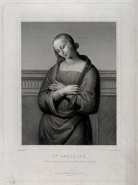 Saint Mary (the Blessed Virgin). Engraving by J. Bein, 1842, after Raphael (?).