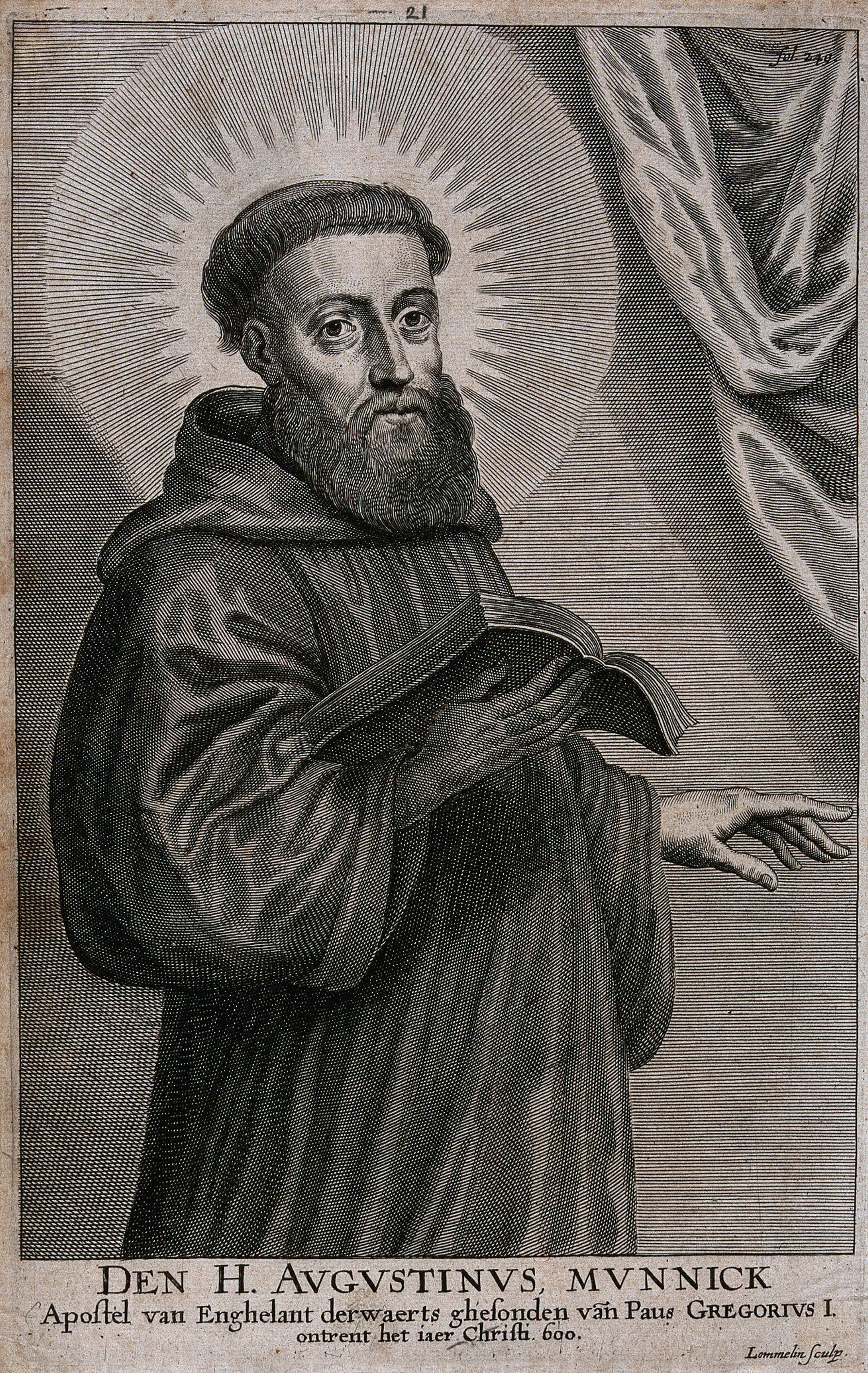 Saint Augustine Of Canterbury Line Engraving By A Lommelin 16 Wellcome Collection