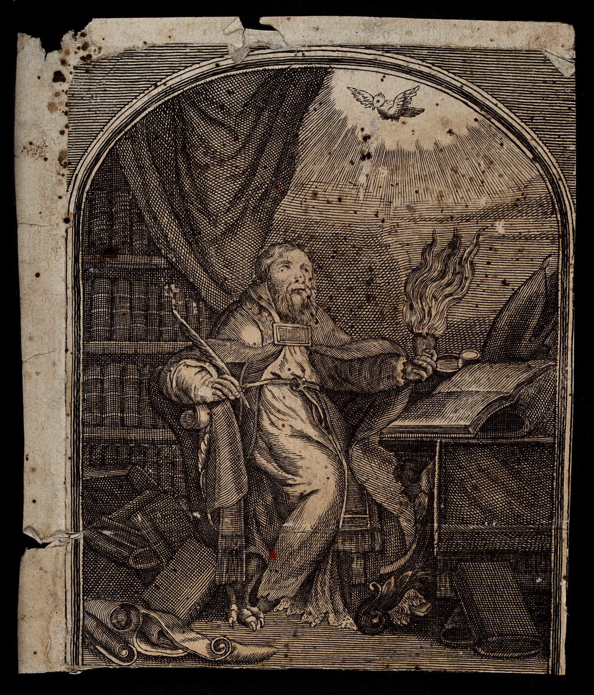 Saint Augustine of Hippo. Line engraving after A. Dieu., by Antoine Dieu