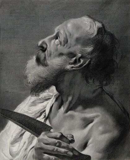 Saint Bartholomew. Line engraving by G.M. Pitteri after G.B. Piazzetta.