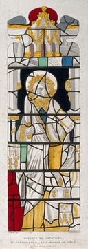 Saint Bartholomew. Coloured etching by J. H. Le Keux after O. Carter.