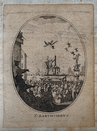 Martyrdom of Saint Bartholomew. Etching.