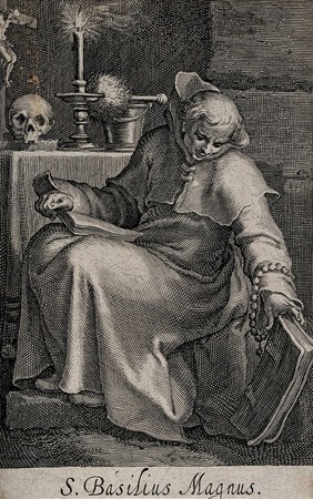 Saint Basil the Great. Line engraving by B.A. à Bolswert after A. Bloemaert.