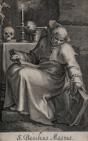 view Saint Basil the Great. Line engraving by B.A. à Bolswert after A. Bloemaert.