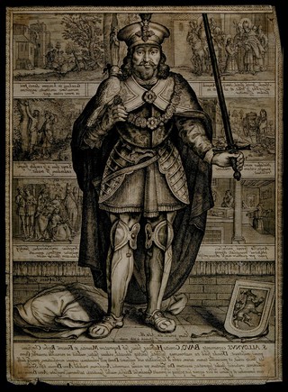 Saint Bavo. Engraving by J. Matham.