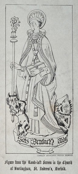 Saint Benedict. Anastatic print.
