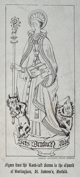 Saint Benedict. Anastatic print.