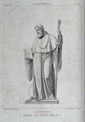 Saint Bernard of Uberti (Bernardo degli Uberti). Steel engraving by G. Marcucci, 1838, after F. Pagliuolo after A. Stocchi.