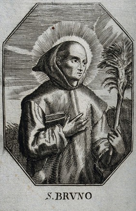 Saint Bruno. Line engraving.