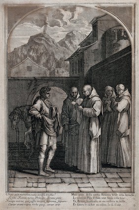 Saint Bruno. Engraving by F. Chauveau and C. Simonneau after Le Sueur.