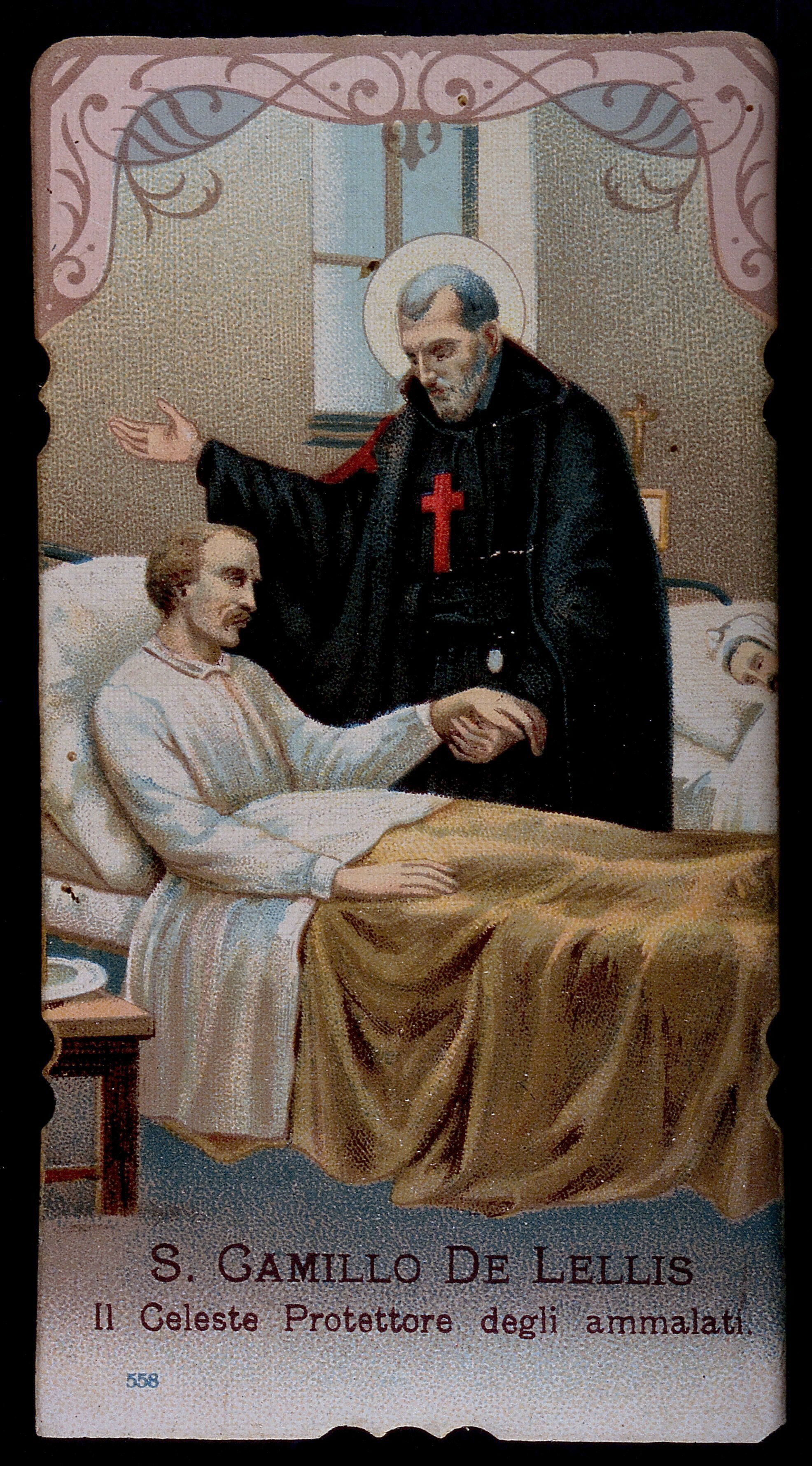 Saint Camillus de Lellis. Colour lithograph. Collection
