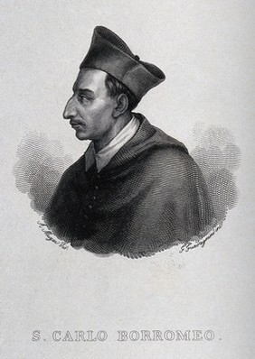 Saint Carlo Borromeo. Line engraving by G. Guadagnini after A. Muzzi.