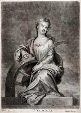 Saint Catherine. Mezzotint by J. Smith after Sir G. Kneller.