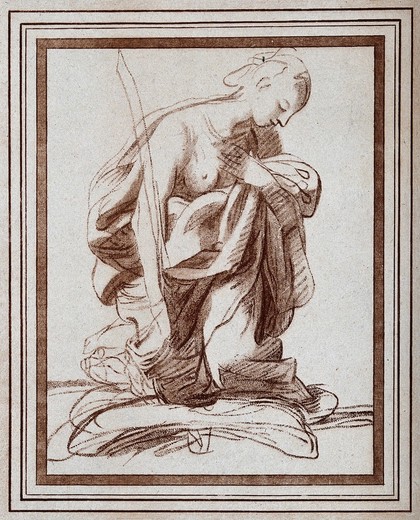 Saint Catherine. Crayon manner print by W.W. Ryland after G. Gandini.