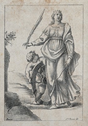 Saint Catherine. Lithograph by N.J. Strixner after G.A. Burrini.