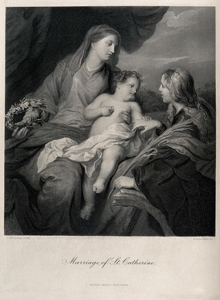 Saint Catherine. Line engraving by W. Ridgway after Sir A. van Dyck.