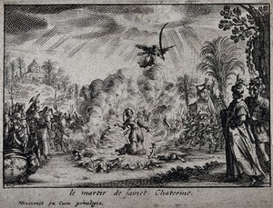 view Martyrdom of Saint Catherine. Etching by N. Cochin.