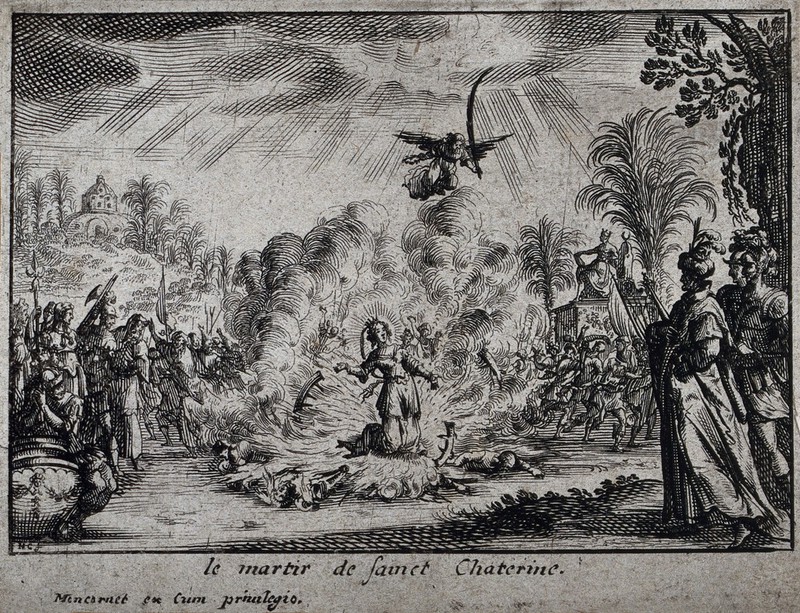 Martyrdom of Saint Catherine. Etching by N. Cochin., 1600-1699, by Nicolas Cochin
