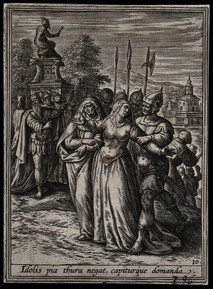 view Saint Catherine. Engraving by A. Wierix III.