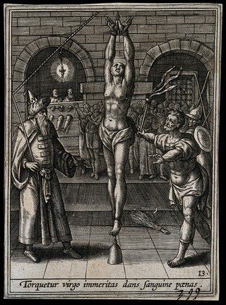 Martyrdom of Saint Catherine. Engraving by A. Wierix III.