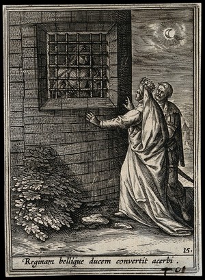 view Saint Catherine. Engraving by A. Wierix III.