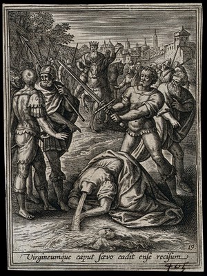 view Martyrdom of Saint Catherine. Engraving by A. Wierix III.