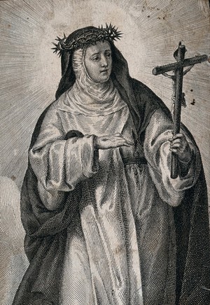view Saint Catherine of Siena. Line engraving.