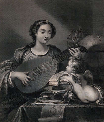 Saint Cecilia. Engraving by L. Stocks after D. Zampieri, il Domenichino.