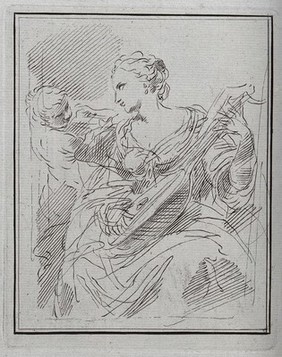 Saint Cecilia (?). Etching by G. Canale after G. Reni.