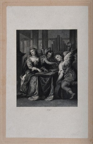 view Saint Cecilia. Engraving by H. Robinson after A. Celesti.