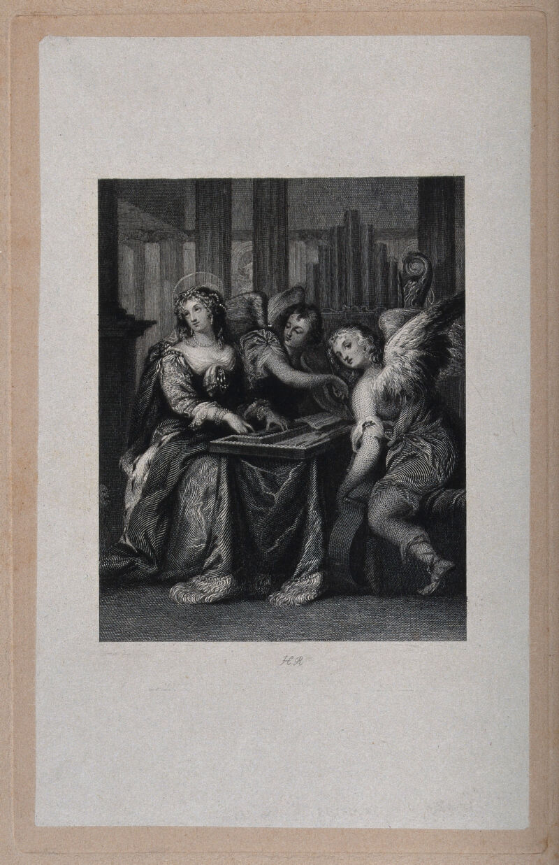 Saint Cecilia. Engraving by H. Robinson after A. Celesti., by Andrea Celesti