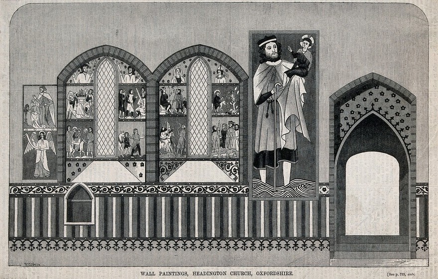 Saint Christopher. Wood engraving by W.G. Smith.