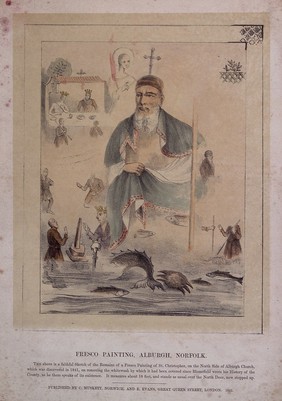 Saint Christopher (?). Colour lithograph, 1842.