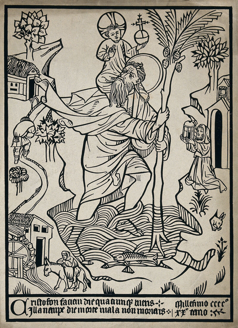 Saint Christopher. Woodcut attributed to W.Y. Ottley., 1816, by William Young Ottley