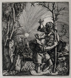 view Saint Christopher. Photogravure attributed to Ch. Amand Durand after A. Altdorfer.