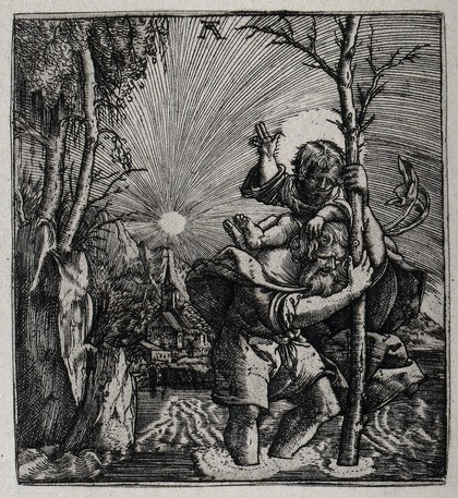 Saint Christopher. Photogravure attributed to Ch. Amand Durand after A. Altdorfer.
