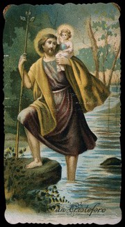 Saint Christopher. Colour lithograph.