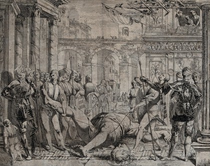 Martyrdom of Saint Christopher. Etching by G. David after A. Mantegna.