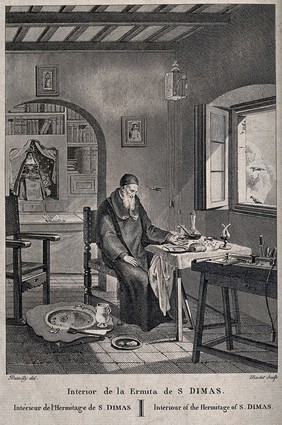 Saint Dimas. Line engraving by Macret after Dutailly.