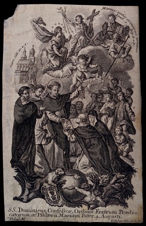 view Saint Dominic Guzman. Engraving by J. and J. Klauber.