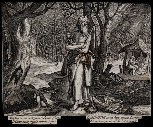 Saint Dominic Loricatus. Engraving after M. de Vos.